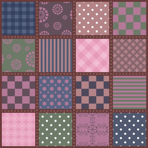 Fondo patchwork con diferentes patrones — Vector de stock