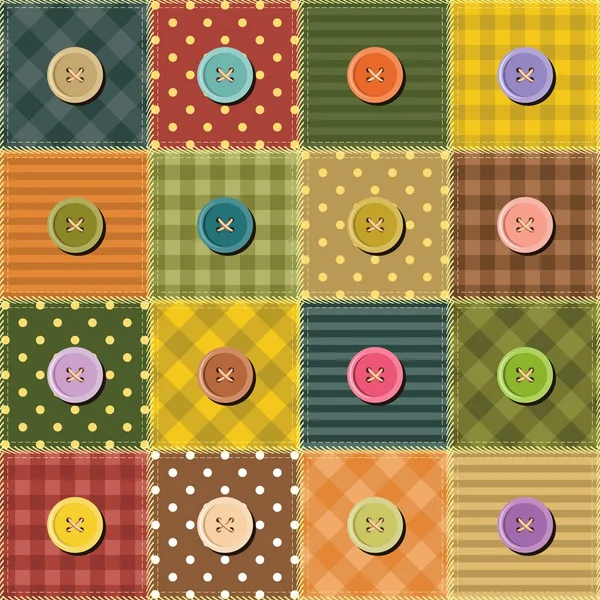 Fondo patchwork con botones — Archivo Imágenes Vectoriales