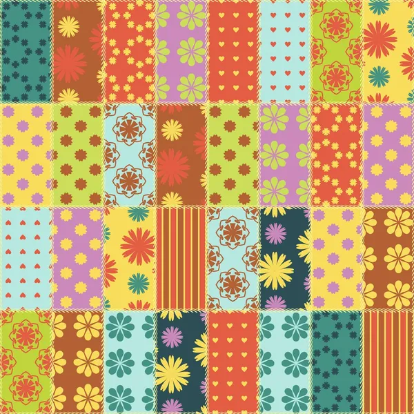 Patchwork background with different patterns — Stock Vector