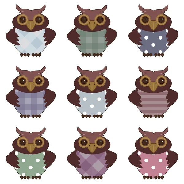 Collection of nice owls — Stock Vector