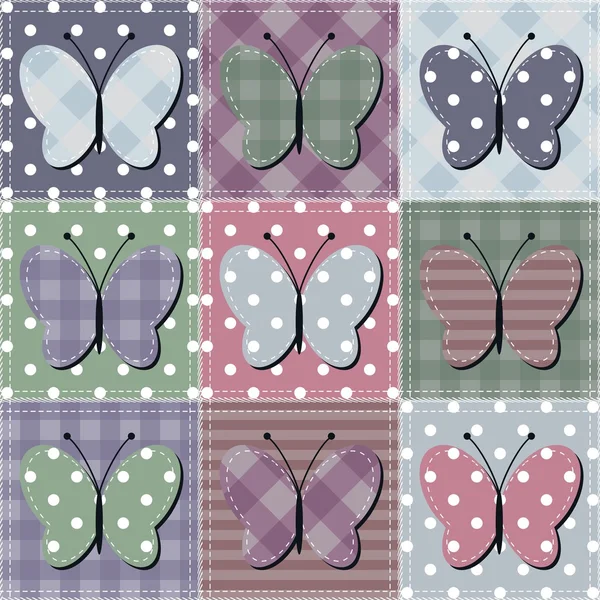 Patchwork fondo con mariposas — Archivo Imágenes Vectoriales