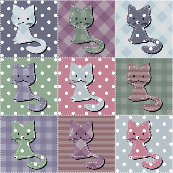 Patchwork fondo con gatos — Archivo Imágenes Vectoriales