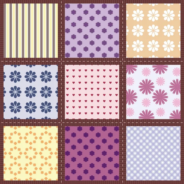 Különböző mintázatú patchwork háttér — Stock Vector