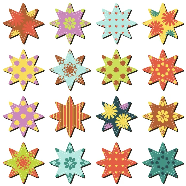 Scrapbook estrellas textiles — Archivo Imágenes Vectoriales
