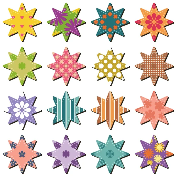 Scrapbook textile stars — Stock Vector