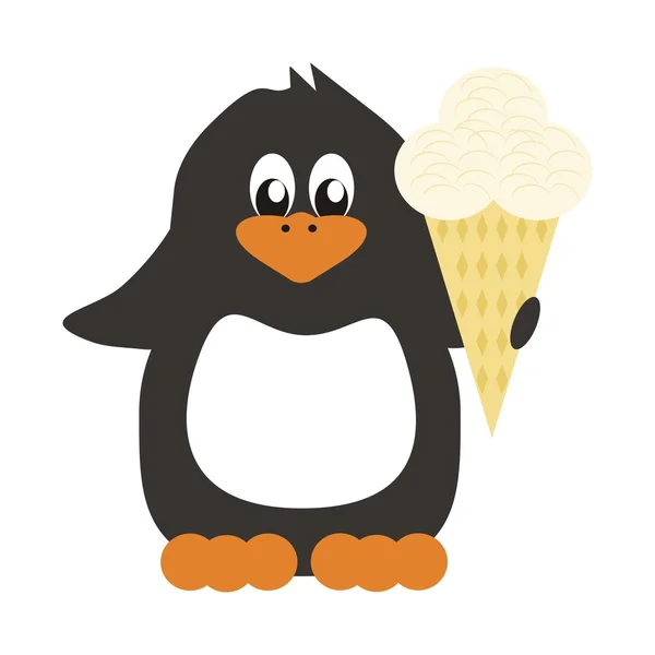 Joli pingouin avec glace — Image vectorielle