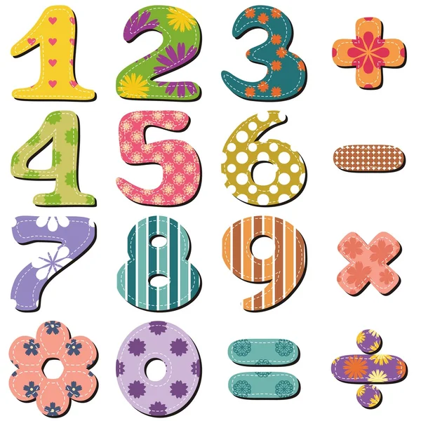 Scrapbook numbers and signs — Stock Vector