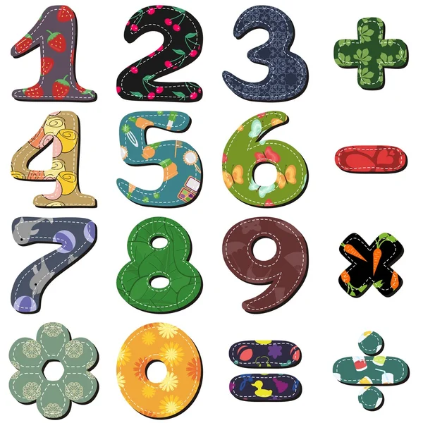 Scrapbook numbers and signs — Stock Vector