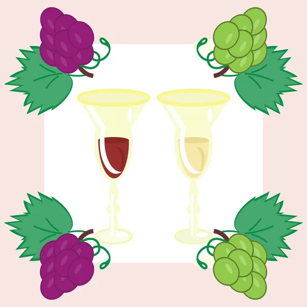 Cuencos de vino y uva sobre blanco — Archivo Imágenes Vectoriales