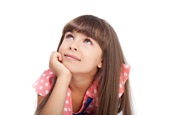 Girl lying on the floor looking up Royalty Free Stock Photos