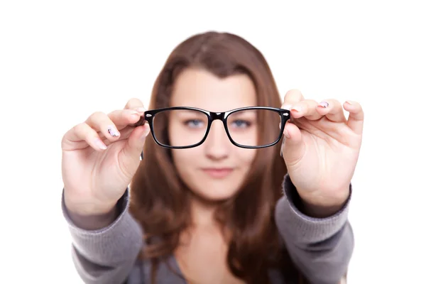 Attraktiva tjejen i glasögon — Stockfoto