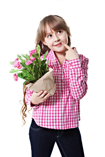 Menina com flores — Fotografia de Stock