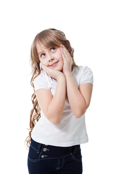 Girl in white t shirt — Stock Photo, Image