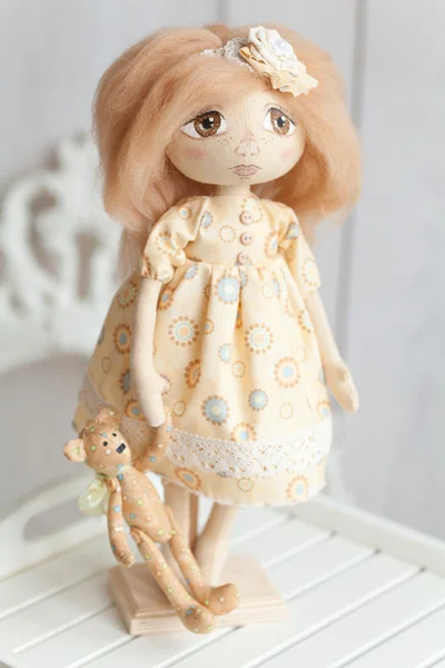 Hand made fabric doll — Stock Photo, Image