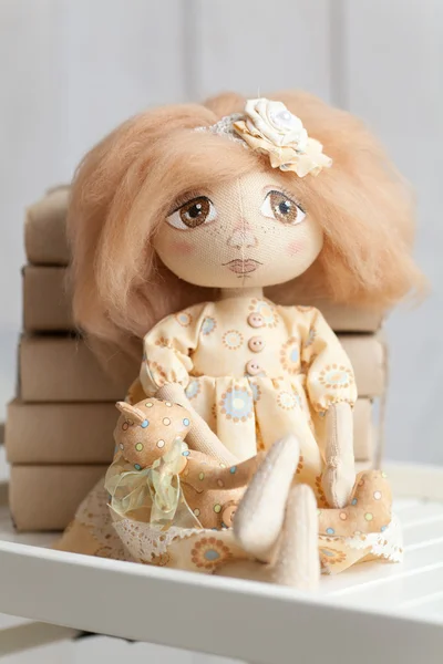 Hand made fabric doll — Stock Photo, Image