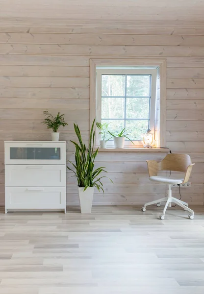 Sala Estar Escandinava Elegante Quarto Com Mobiliário Design Plantas Cômoda — Fotografia de Stock