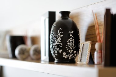 Vase closeup in decorated living room