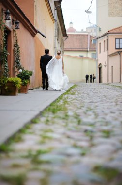 Gelin ve damat walking away