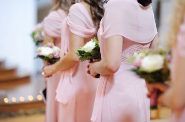 Bridesmaids With Bouquets clipart