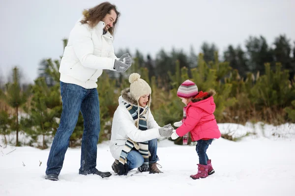 Família feliz em um dia de inverno — Fotografia de Stock