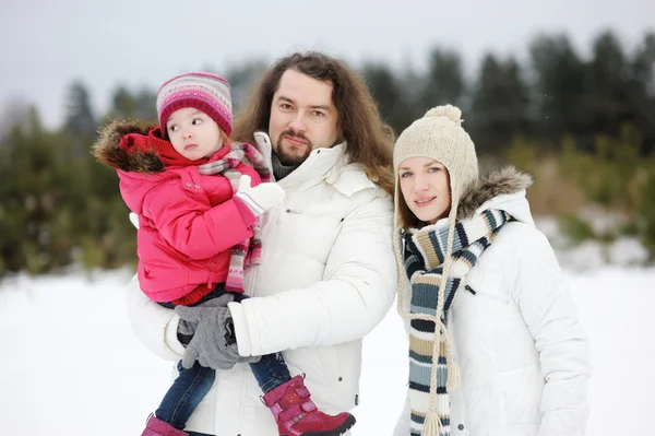Gelukkige familie op een winterdag — Stockfoto
