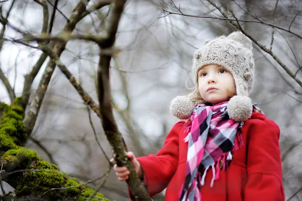 Adorable chica divirtiéndose en el día de otoño —  Fotos de Stock