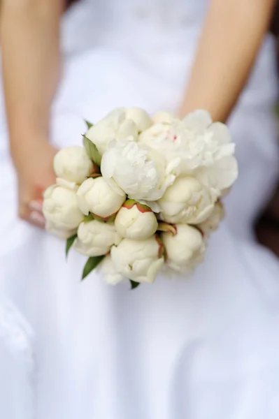 Bride holding beautiful wedding bouquet — Stock Photo, Image