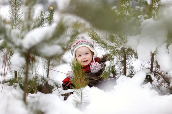 Babymeisje op winter Stockfoto