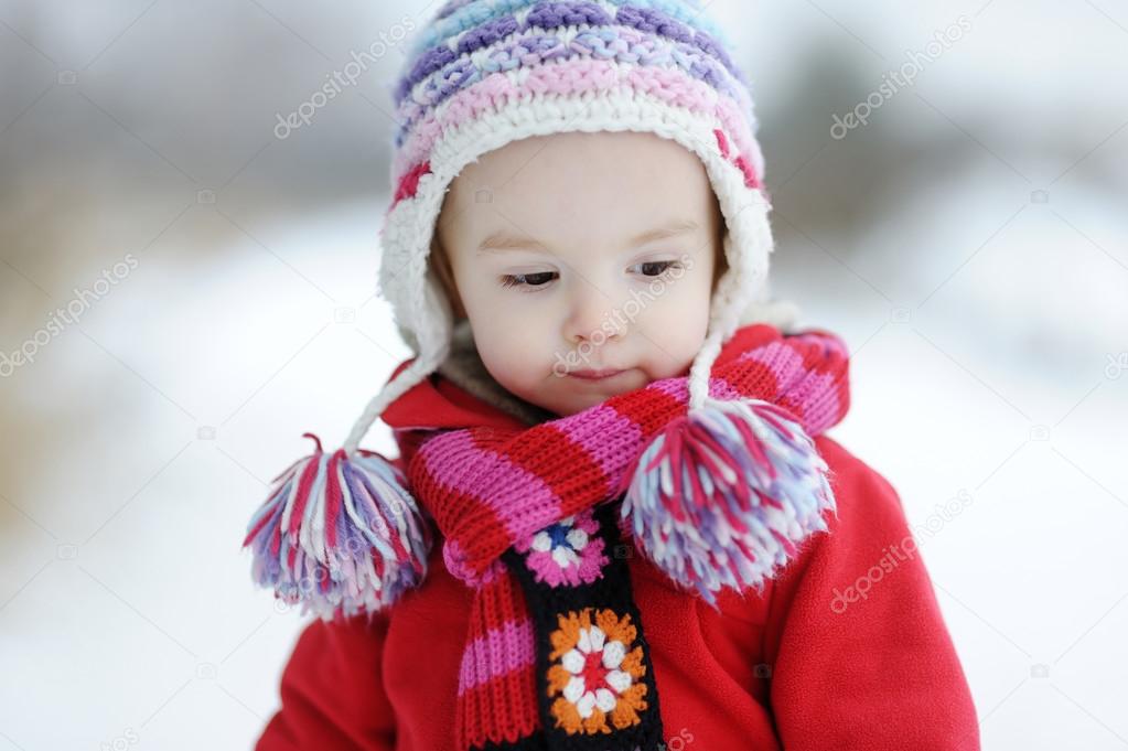 Little Winter Baby Girl In Red Coat, Red Infant Girl Winter Coats