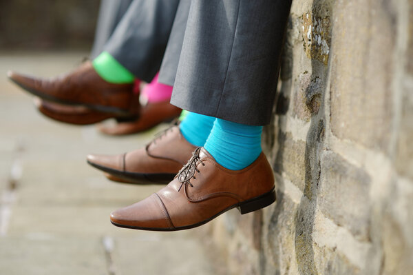 Colorful socks of groomsmen