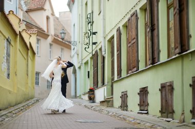 신부 및 신랑 야외 춤