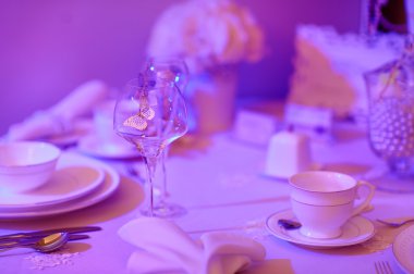 Bir etkinlik ya da düğün resepsiyonu için masa hazır.