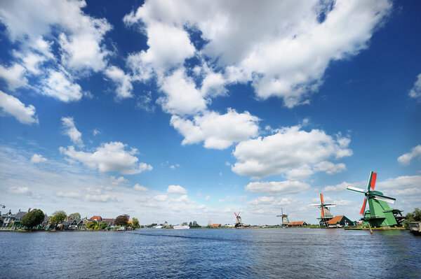 Windmill landscape in the Zaanse Schans