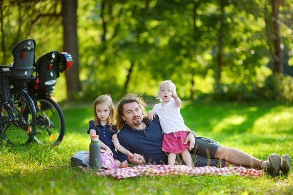 Ojca i jego córki, piknik w parku — Zdjęcie stockowe