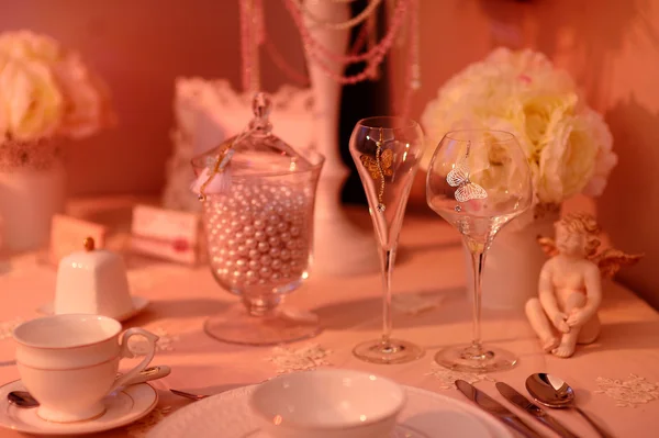 Conjunto de mesa para una fiesta de evento o recepción de boda —  Fotos de Stock