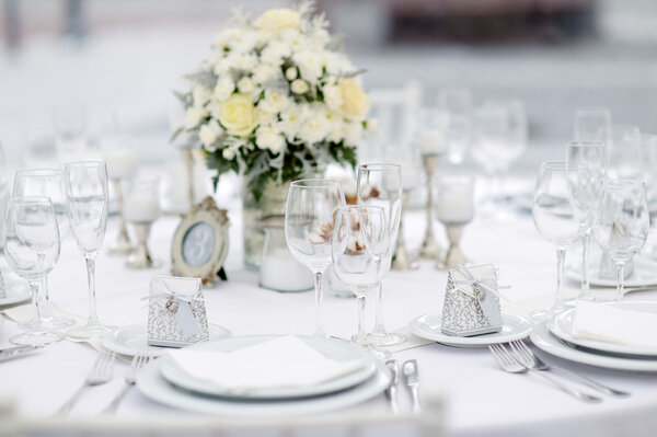 Table set for an event party or wedding reception