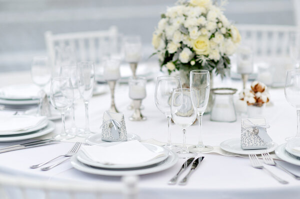 Table set for an event party or wedding reception