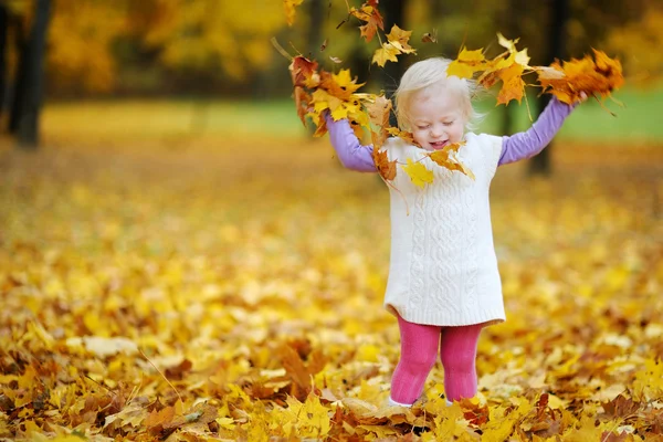 Çok güzel bebek kız portre sonbahar günü — Stok fotoğraf