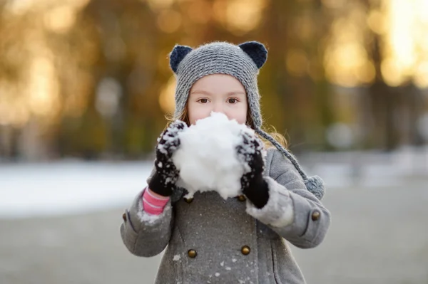 Bambina divertendosi nella giornata invernale — Foto Stock