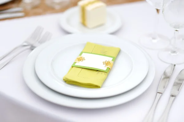 Conjunto de mesa para uma festa de evento ou recepção de casamento — Fotografia de Stock