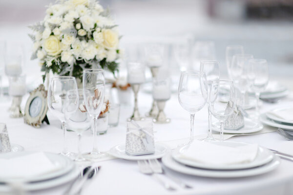 Table set for an event party or wedding reception