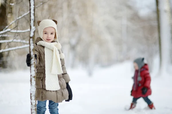 Menina se divertindo no dia de inverno — Fotografia de Stock