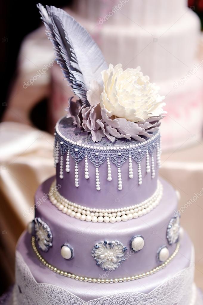 Purple Wedding Cake Decorated With Flowers Stock Photo By C Mnstudio Purple Wedding Cake Decorated With Flowers Stock Photo By C Mnstudio