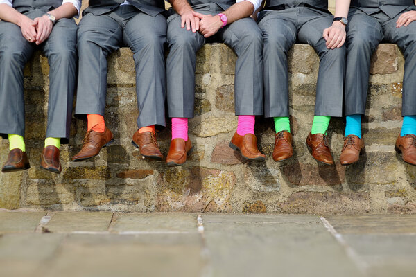 Colorful socks of groomsmen