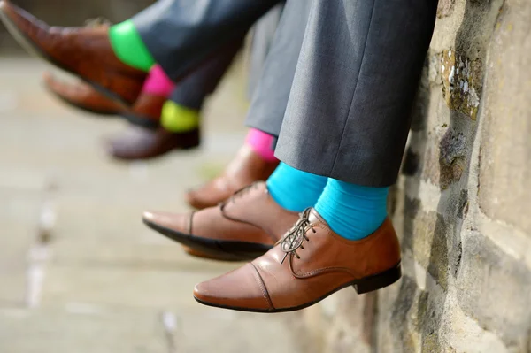 Colorful socks of groomsmen — Stock Photo, Image