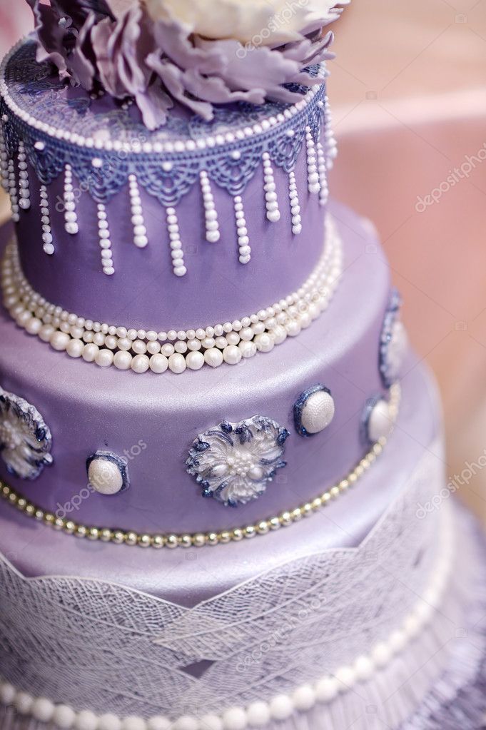 Purple Wedding Cake Decorated With Flowers Stock Photo By C Mnstudio Purple Wedding Cake Decorated With Flowers Stock Photo By C Mnstudio