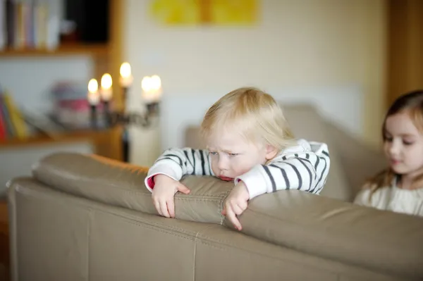 Portrait of little angry toddler girl — Stock Photo, Image