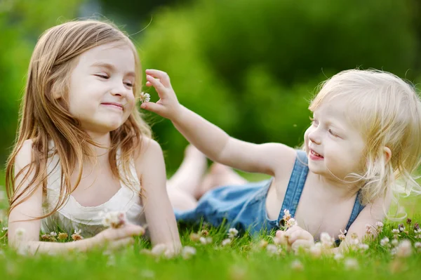 Sisters on grass — Stock Photo, Image