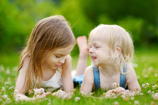 Sisters on grass — Stock Photo, Image