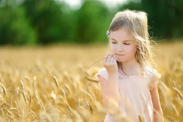 Flicka i vete fält — Stockfoto